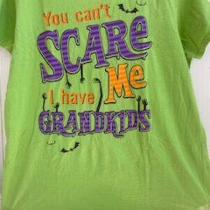 Grandma Halloween Tee Green Purple & Orange Popover Size LG
